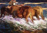 Joaquin Sorolla Y Bastida Oxen Study for the Afternoon Sun oil painting